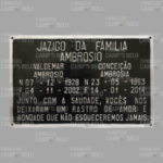 Placa de Alumínio (Antimônio) Jazigo Para Túmulo Com 2 Nomes e Mensagem