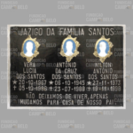 Placa Para Túmulo em Alumínio (Antimônio) Com 3 Fotos 3 Nomes e Mensagem