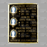 Placa de Bronze Para Túmulo Com 3 Fotos e Mensagem