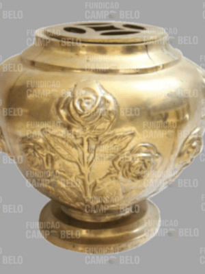 Vaso de Bronze Bojudo Florido Pequeno 25cm