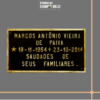 Placa de bronze para túmulo com nome e data