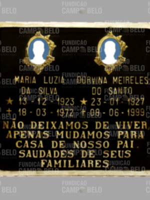 Placa de bronze para túmulo com 2 fotos e mensagem